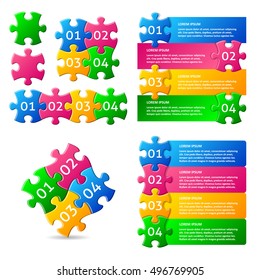 Modern vector infographic puzzle designs with numbered options