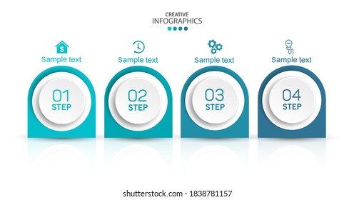 Modern vector  infographic template with 4 steps for business.  Can be used for workflow layout, diagram, annual report, web design 