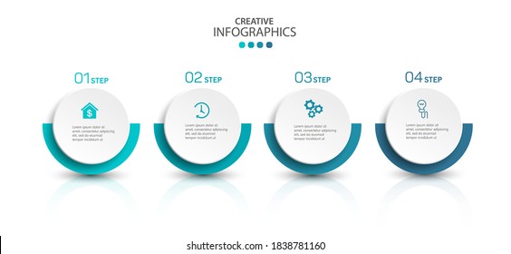 Modern vector infographic template with 4 steps for business. Can be used for workflow layout, diagram, annual report, web design - Powered by Shutterstock - Get 15% off with code: PIKWIZARD15