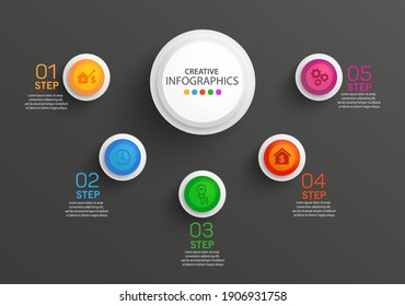 Modern vector  infographic template with 5 steps for business