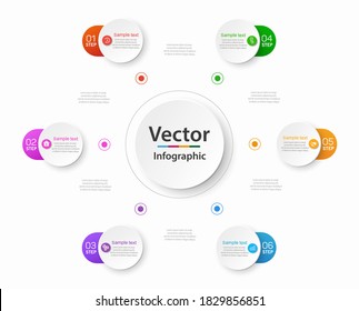 Plantilla de infografía vectorial moderna con 6 pasos para empresas.  Se puede utilizar para diseño de flujo de trabajo, diagrama, informe anual, diseño web. Elemento de concepto con 6 opciones o procesos  
