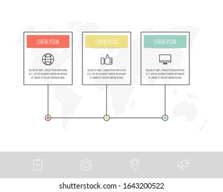 Modern vector infographic template with rectangles. Business banner with 3 options and circles. Three steps for brochure, diagram, timeline, levels