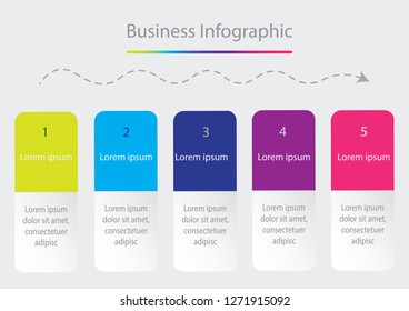Modern Vector Infographics design 5 steps in white gray background, paper origami concept,can be used for workflow layout, poster, web design. creative banner, presentation template. 