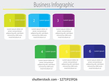 Modern Vector Infographics design 6 steps in white gray background, paper origami concept,can be used for workflow layout, poster, web design. creative banner, presentation template. 