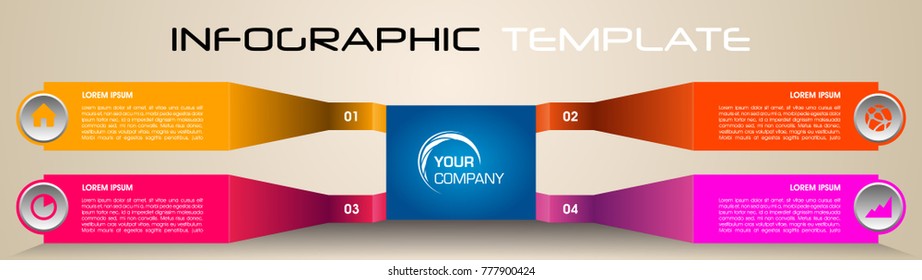 Modern vector infographics options template with colorful rectangle 