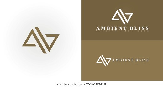 Modern vector initial letter AB or BA logo in gold color isolated on multiple background colors. The logo is suitable for interior design service logo design inspiration templates.