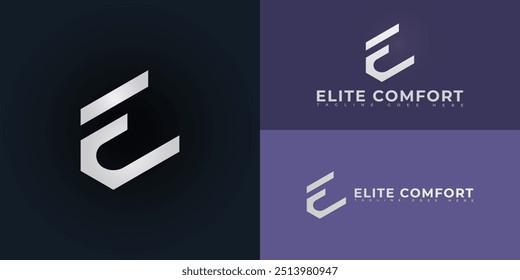 Logotipo de la letra inicial EC o CE del Vector moderno en color plateado aislado en colores de fondo múltiples. El logotipo es conveniente para las Plantillas de inspiración del diseño del logotipo de la ropa interior de los hombres.