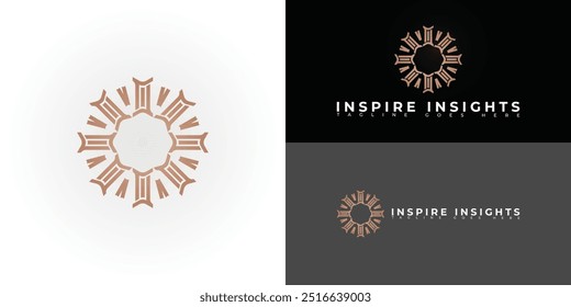 Modern vector initial letter I or II logo in brown color isolated on multiple background colors. The logo is suitable for personal growth and consulting organization logo design inspiration templates.