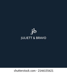 Modern vector initial letter JB or BJ logo in white color isolated on multiple background colors. The logo is suitable for beauty and fashion brand logo design inspiration templates.