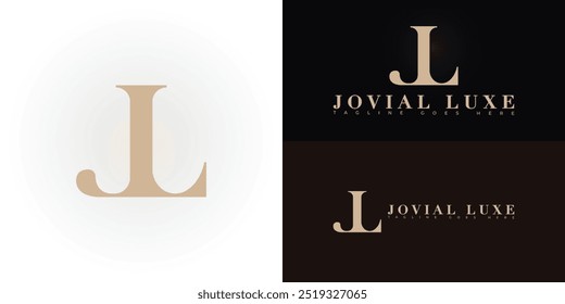 Vetor moderno inicial letra JL ou logotipo LJ em cor dourada isolado em várias cores de fundo. O logotipo é adequado para modelos de inspiração de design de logotipo de negócios de cirurgia plástica.