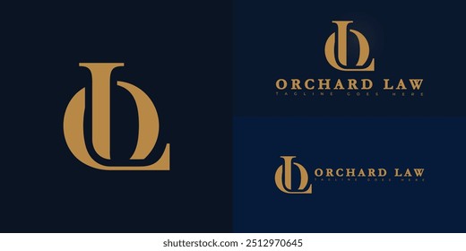 Vetor moderno inicial letra OL ou logotipo LO em cor dourada isolado em várias cores de fundo. O logotipo é adequado para os modelos de inspiração de design de logotipo do serviço de consultoria jurídica geral.