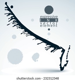 Modern vector inky wallpaper, eps8 blob painted with brush, muddled graffiti shape element, gray untidy illustration.