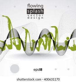 Modern vector inky wallpaper, flowing lines, ephemeral blob painted with brush,  illustration.