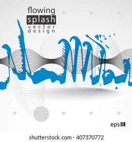 Modern vector inky wallpaper, flowing lines, ephemeral blob painted with brush. Muddled graffiti shape element, illustration.