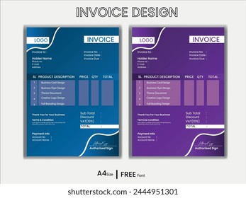 Modern Vector Invoice Design Template 