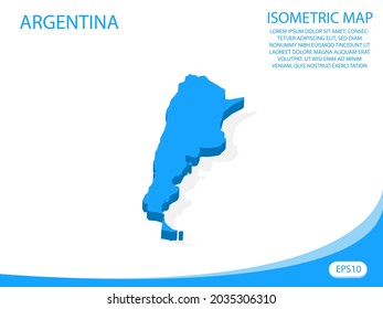 Modern vector isometric Argentina blue map. elements white background for concept map easy to edit and customize. eps 10