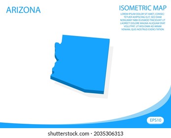 Modern vector isometric Arizona blue map. elements white background for concept map easy to edit and customize. eps 10