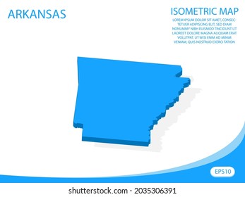 Modern vector isometric Arkansas blue map. elements white background for concept map easy to edit and customize. eps 10