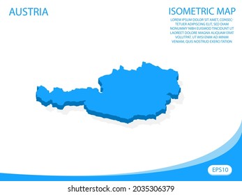 Mapa azul isométrico vectorial moderno de Austria. fondo blanco de elementos para mapa de concepto fácil de editar y personalizar. Pasos 10