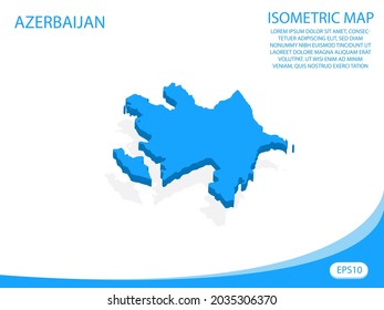 Mapa azul azerbaiyano vectorial moderno isométrico. fondo blanco de elementos para mapa de concepto fácil de editar y personalizar. Pasos 10