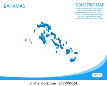 Modern vector isometric Bahamas blue map. elements white background for concept map easy to edit and customize. eps 10