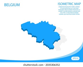 Modern vector isometric Belgium blue map. elements white background for concept map easy to edit and customize. eps 10