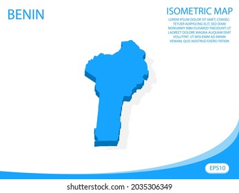 Mapa azul de Benín isométrico vectorial moderno. fondo blanco de elementos para mapa de concepto fácil de editar y personalizar. Pasos 10