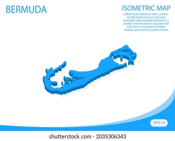 Mapa azul vectorial isométrico moderno de las Bermudas. fondo blanco de elementos para mapa de concepto fácil de editar y personalizar. Pasos 10
