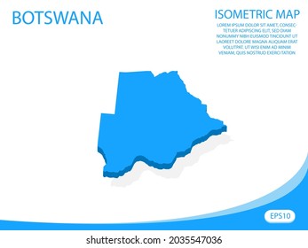 Mapa azul vectorial isométrico moderno de Botsuana. fondo blanco de elementos para mapa de concepto fácil de editar y personalizar. Pasos 10