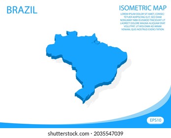 Mapa azul isométrico vectorial moderno de Brasil. fondo blanco de elementos para mapa de concepto fácil de editar y personalizar. Pasos 10