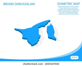 Modern vector isometric Brunei Darussalam blue map. elements white background for concept map easy to edit and customize. eps 10