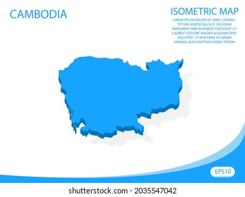 Modern vector isometric Cambodia blue map. elements white background for concept map easy to edit and customize. eps 10