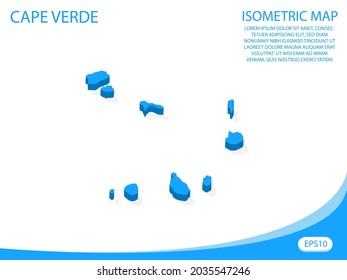 Modern vector isometric Cape Verde blue map. elements white background for concept map easy to edit and customize. eps 10