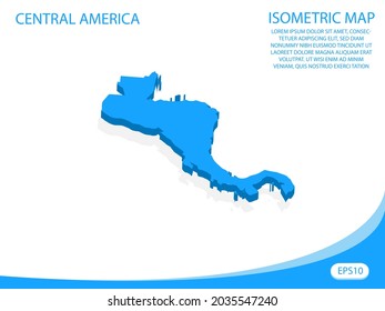 Modern vector isometric Central America blue map. elements white background for concept map easy to edit and customize. eps 10