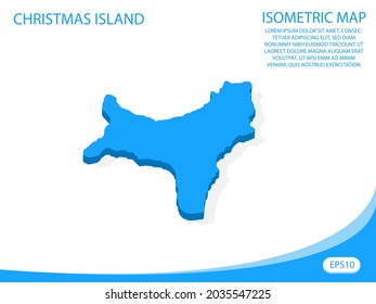 Mapa azul isométrico vectorial moderno de la Isla de Navidad. fondo blanco de elementos para mapa de concepto fácil de editar y personalizar. Pasos 10