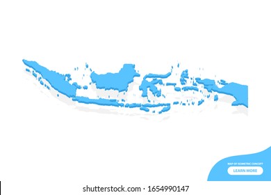 Modern vector isometric concept greeting Card map of Indonesia elements white background for landscape design.