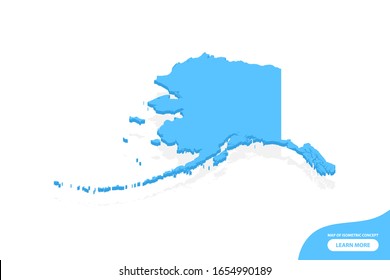 Modernes isometrisches Konzept der Vektorillustration Grußkarte Alaska Elemente weißer Hintergrund für Landschaftsgestaltung.