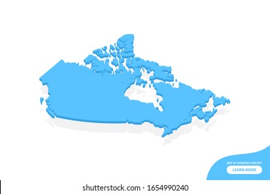 Modern vector isometric concept greeting Card map of Canada elements white background for landscape design.