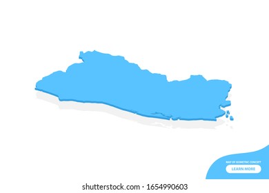 Modern vector isometric concept greeting Card map of El Salvador elements white background for landscape design.