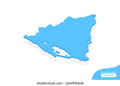 Modern vector isometric concept greeting Card map of Nicaragua elements white background for landscape design.