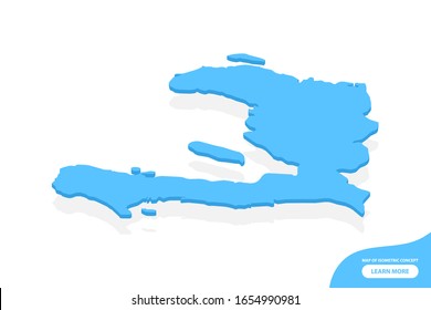 Moderno concepto vectorial isométrico mapa de la tarjeta de saludo de los elementos de Haití fondo blanco para el diseño de paisaje.