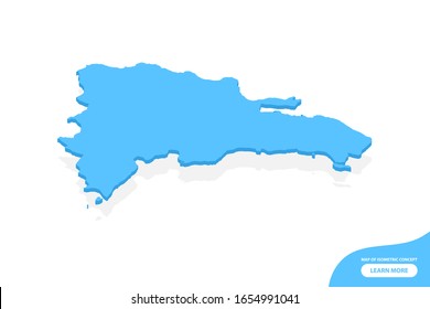 Modern vector isometric concept greeting Card map of Dominican Republic elements white background for landscape design.