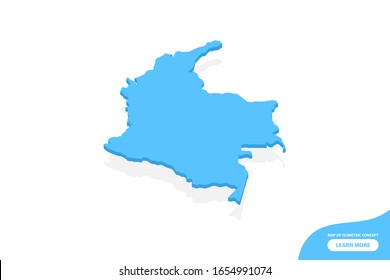 Moderno concepto vectorial isométrico mapa de la tarjeta de saludo de Colombia elementos fondo blanco para el diseño de paisaje.