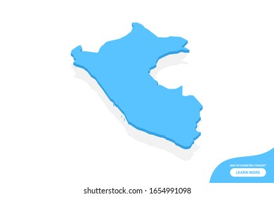 Modern vector isometric concept greeting Card map of Peru elements white background for landscape design.