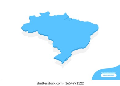 Modern vector isometric concept greeting Card map of Brazil elements white background for landscape design.