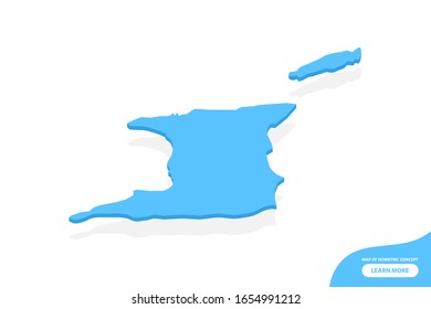 Modern vector isometric concept greeting Card map of Trinidad And Tobago elements white background for landscape design.