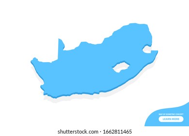 Moderno concepto vectorial isométrico mapa de la tarjeta de saludo de los elementos de Sudáfrica fondo blanco para el diseño de paisaje.