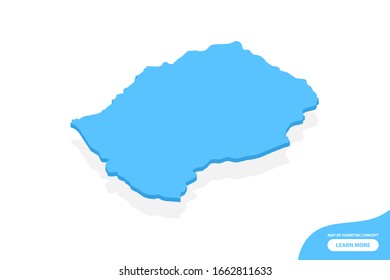 Modern vector isometric concept greeting Card map of Lesotho elements white background for landscape design.