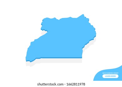 Modern vector isometric concept greeting Card map of Uganda elements white background for landscape design.