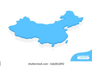 Modern vector isometric concept greeting Card map of China elements white background for landscape design.